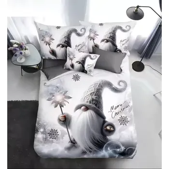 Povlečení Novinka 2025 ! Sada vánočního Bavlněného povlečení na Francouzskou přikrývku 200x220/70x90 cm – s 3D efektem , MERRY CHRISTMAS VÁNOČNÍ - KOUZELNÝ SKŘÍTEK + prostěradlo ZDARMA!