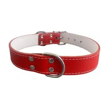 Obojek pro psa Kožený obojek podšitý filcem, STELLA - hladký, červená 65cm