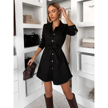 Dámské šaty Černé košilové semišové šaty TEXIVOA Velikost: ONESIZE