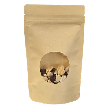 Uzatvárateľný ZIP sáčok Doypack | papier | s kruhovým okienkom - 250 ml