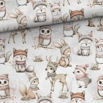 Úplet Něžná zimní zvířátka (E) (Hebké bavlněné úplety s elastanem )