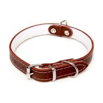 Obojek pro psa Kožený obojek podšitý filcem, STELLA - hladký, hnědá 65cm