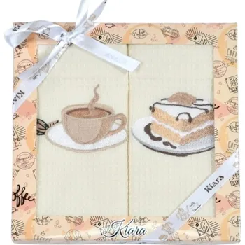 Utěrka Dárková sada utěrek Kiara Šálek kávy a dezert 50x70 cm 2 ks