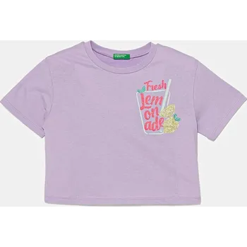 Chlapecké tričko Dětské bavlněné tričko United Colors of Benetton 35RYC10OZ.G.Seasonal fialová 04X, vel. 130