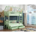 Patrová postel pro tři Otis Barva dřeva: Zelená, Rozměry: 90x200