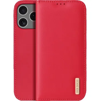 Telefonní příslušenství DUX DUCIS Hivo kožené flipové pouzdro pro iPhone 17 Pro - červené