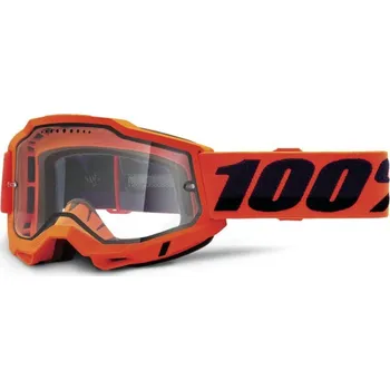 cyklistické brýle MX Brýle 100% ACCURI 2 ENDURO MTB - Neon/Orange - Clear Lens