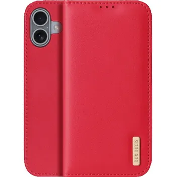 Telefonní příslušenství DUX DUCIS Hivo kožené flipové pouzdro pro iPhone 17 - červené