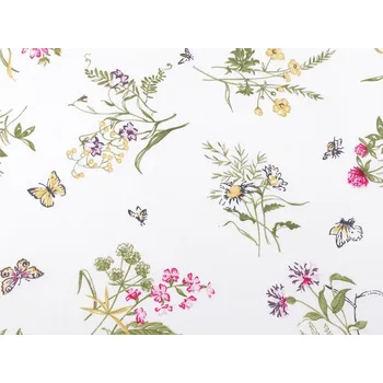 Bavlněná látka / plátno polní květy METRÁŽ - bílá