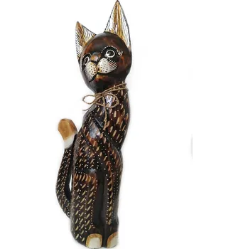 Kočka 7 dřevěná Socha / 50 cm