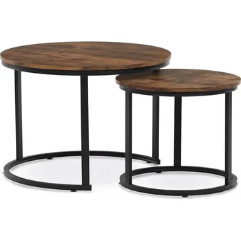 Konferenční stolek Konferenční stolek sada 2 ks staré dřevo 70x50 cm MDF, kov Černá