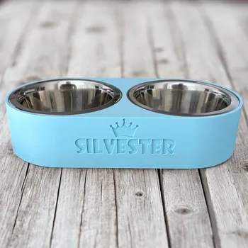 Miska pro psa Dvojmiska se jménem pro psa/kočku vel. M Barva 3D: Oranžová