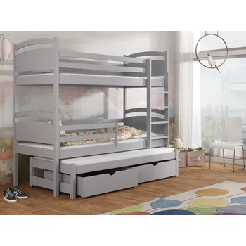 Dětská postel Patrová postel pro tři Mája 2 Barva dřeva: Šedá, Rozměry: 80x180