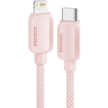 ESSAGER ES-X46 opletený nabíjecí a datový kabel - USB-C na Lightning - 2 m - růžový