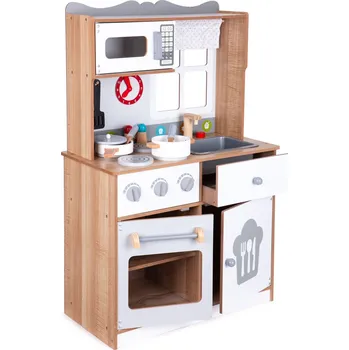 Dětská kuchyňka Ecotoys Dětská dřevěná kuchyňka pro děti s doplňky