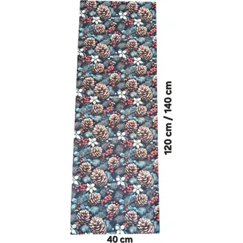 Vánoční dekorace LKV Lomnice Vánoční set: Běhoun na stůl + 4 ks prostírání - tmavě modrá s motivem šišek - 30 x 140 cm