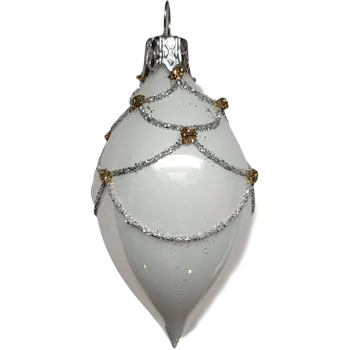 Vánoční ozdoba vánoční ozdoba oliva 8cm / 5570 / bílý porcelán