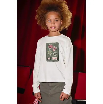 Oblečení a móda Bavlněné tričko s dlouhým rukávem Mayoral 7020.8C.Junior.9BYA bílá 00X, vel. 140