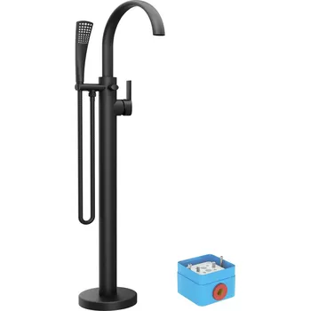 Vodovodní baterie RAVAK Baterie do podlahy Ravak Freedom vanová do podlahy, bez tělesa, se sprchovým setem, černá mat, X070435 X070435