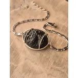 Stříbrný náramek s vltavínem P38 0003