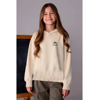 Chlapecká mikina Dětská mikina Mayoral béžová barva, s kapucí, s potiskem, 7425 7425.8H.Junior.9BYA 12X, vel. 152