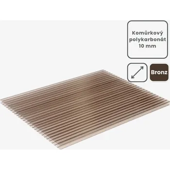 Střecha Komůrkový polykarbonát tl.10mm bronz Rozměr desky: 1050x6000mm