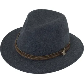 Klobouk Fiebig - Headwear since 1903 Šedý myslivecký klobouk Fiebig – nemačkavý a voděodolný s odznakem jelena Velikost: 61 cm (XL)