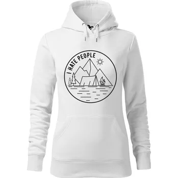 Dámská mikina DOBRÝ TRIKO Dámská mikina s potiskem I hate people Velikost dámské mikiny: 2XL, Barva: Bílá