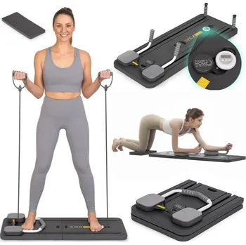 Multifunkční pilatesová deska - tréninková deska s expandéry, úchopy a LCD displejem