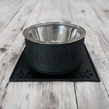 Miska pro psa Set misky s podložkou pro psa L Barva 3D: Černá