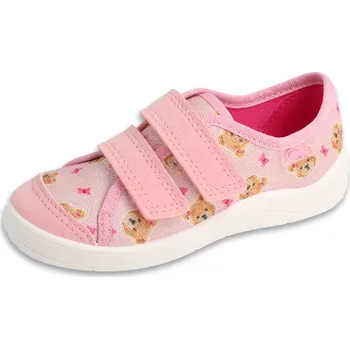 Dětská sálová obuv Dětské dívčí tenisky 772x Befado, růžové, plátěnky s medvídky Velikost: 25
