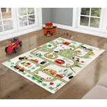 Bellatex Kobereček dětský šířka 100 cm, délka 150 cm Dopravní hřiště Šedá,Zelená,Červená