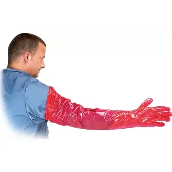 Rukávník Kruuse RVET C Veterinářské rukavice červené 100 KS 95 cm