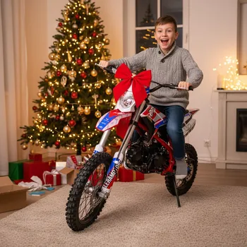 malá motorka Leramotors Dětská benzínová motorka Pitbike Leramotors by APOLLO THUNDER 125cc 17/14 E-Start - červená