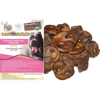 Pamlsek pro psa SlovakiaFarma Massaro Vepřové rýpačky sušené 500 g – zdravý pamlsek pro psy všech plemen