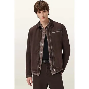 Pánská softshellová bunda Bavlněná bunda AllSaints hnědá barva, přechodná, M080OB 88X, vel. XXL