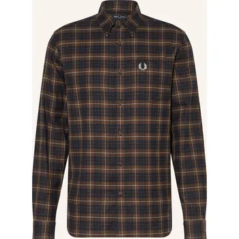 Pánská košile Fred Perry Pánská Flanelová Košile Regular Fit, hnědá / tmavě...