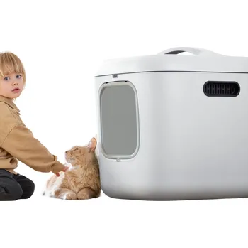 Toaleta pro kočku Rotho 2. jakost - Kočičí toaleta, krytý záchod pro kočky CAT XXL - bílá