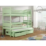 Patrová postel pro tři Mája 2 Barva dřeva: Zelená, Rozměry: 90x200