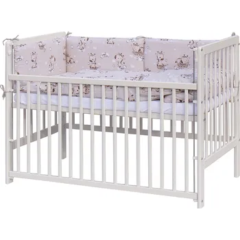 Dětská postýlka Dětská postýlka 120 x 60 cm borovice bílá s kompletní výbavou Scarlett - Fiki - béžová, stahovací bok