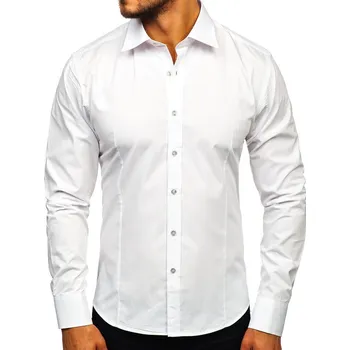 Pánská košile Bílá pánská elegantní košile s dlouhým rukávem Bolf 1703 - 2XL