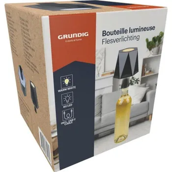 Stojací lampa Grundig lampa na láhev, 60 LED černá