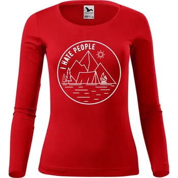 Dámské tričko DOBRÝ TRIKO Dámské bavlněné triko I hate people Velikost: L, Barva: Červená