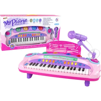 Hudební nástroj pro děti Mamido Velké interaktivní piano s mikrofonem a MP3 růžové