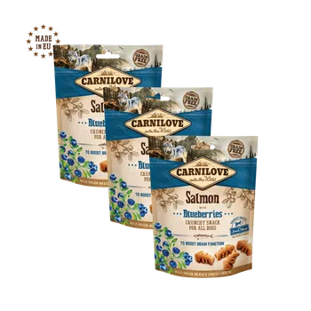 Pamlsek pro psa 3 x Carnilove Dog Crunchy Snack Salmon with Blueberries with fresh meat 200g