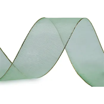 Stuha Monofilová stuha s lurexem šíře 40 mm zelená šalvěj světlá 20 m