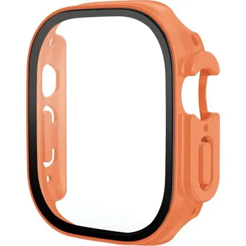 Pouzdro na mobilní telefon Ochranné pouzdro s tvrzeným sklem pro Apple Watch Ultra 49mm - oranžové