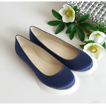 Dámské lodičky Saténové balerínky - tmavě modré Velikost obuvi: 34