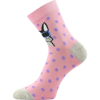 BOMA dívčí ponožky Ley-A pejsek růžová puntíky