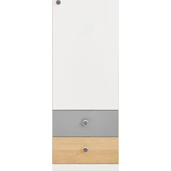 Šatní skříň Policová skříň Peluga PL04, Barva dřeva: dub sušenkově hnědý / bílá lux + šedá MIRJAN 5903211165276